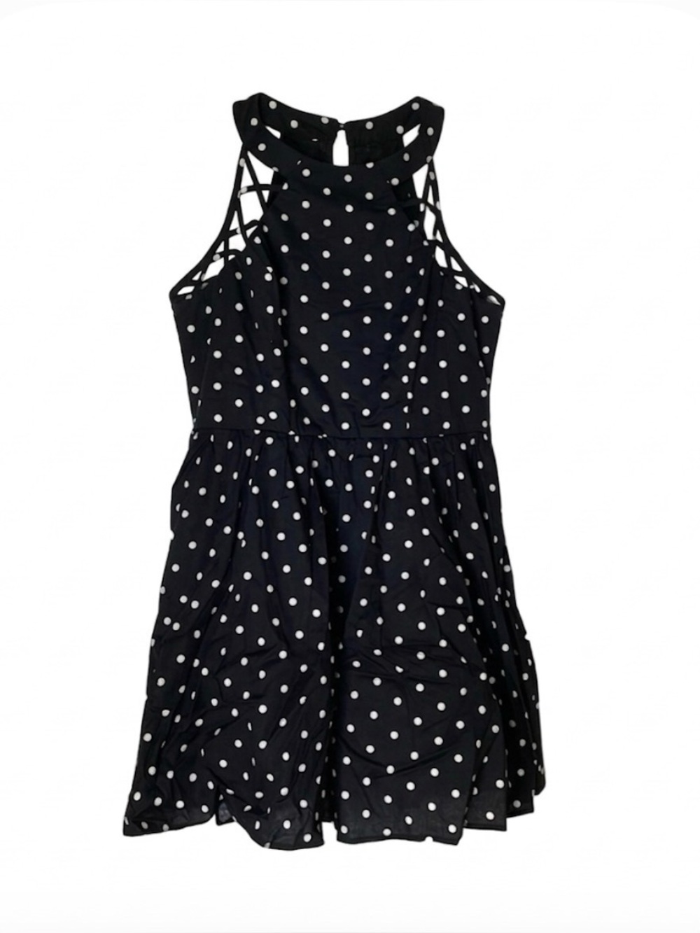 CHARLOTTE RUSSE Polka Dot Dress, Juniors L, Black White